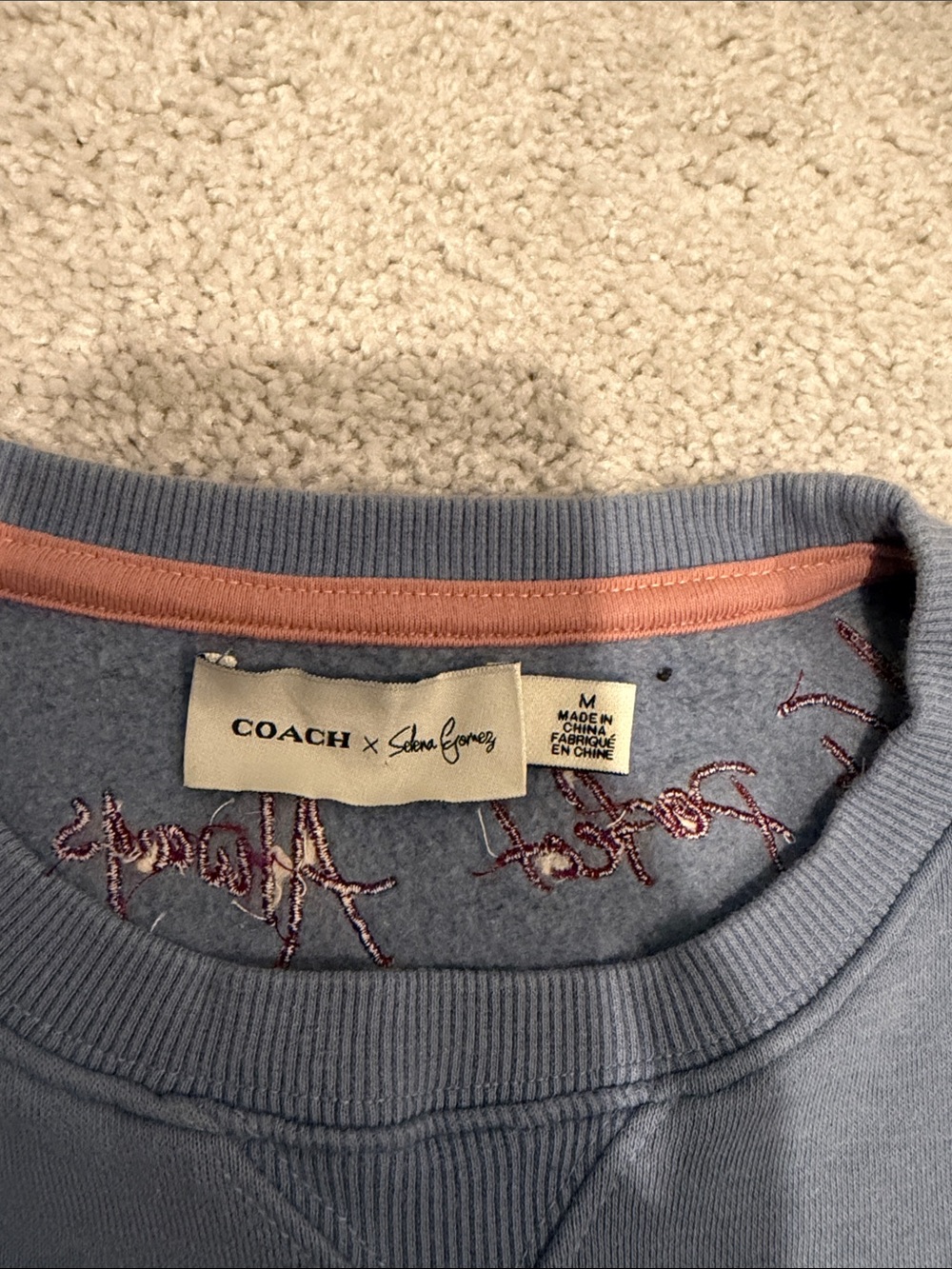 Coach x Selena Light Blue Embroidered Bunny Crewneck Sweater - Picture 2 of 3